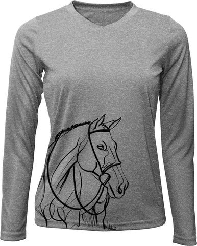 V-Neck Long Sleeve UPF 50 Sunshirt Hunter line drawing
