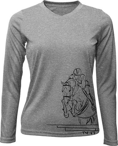 V-Neck Long Sleeve UPF 50 Sunshirt Jumper line drawing