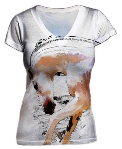 White horse Vneck tshirt