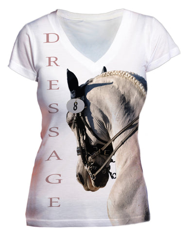 White Dressage Portrait Vneck